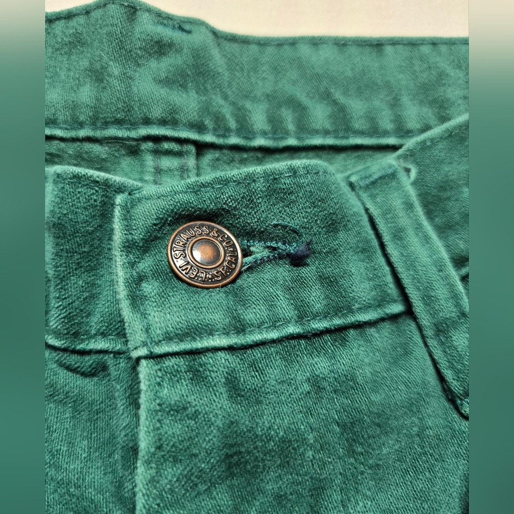 ULTRA RARE 70s White Tab Levi's Size 14m Women Jade Green Brushed Cotton